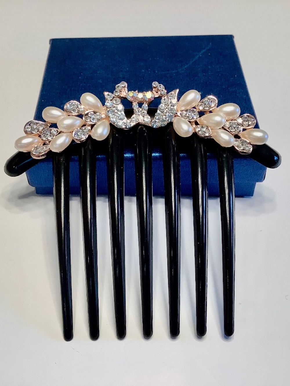 Women/Girls Rhinestones and Pearl Flower Side Combs